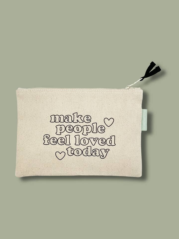Make People Feel Loved Small Canvas Zipper Pouch for wholesale by Smiles + Heart