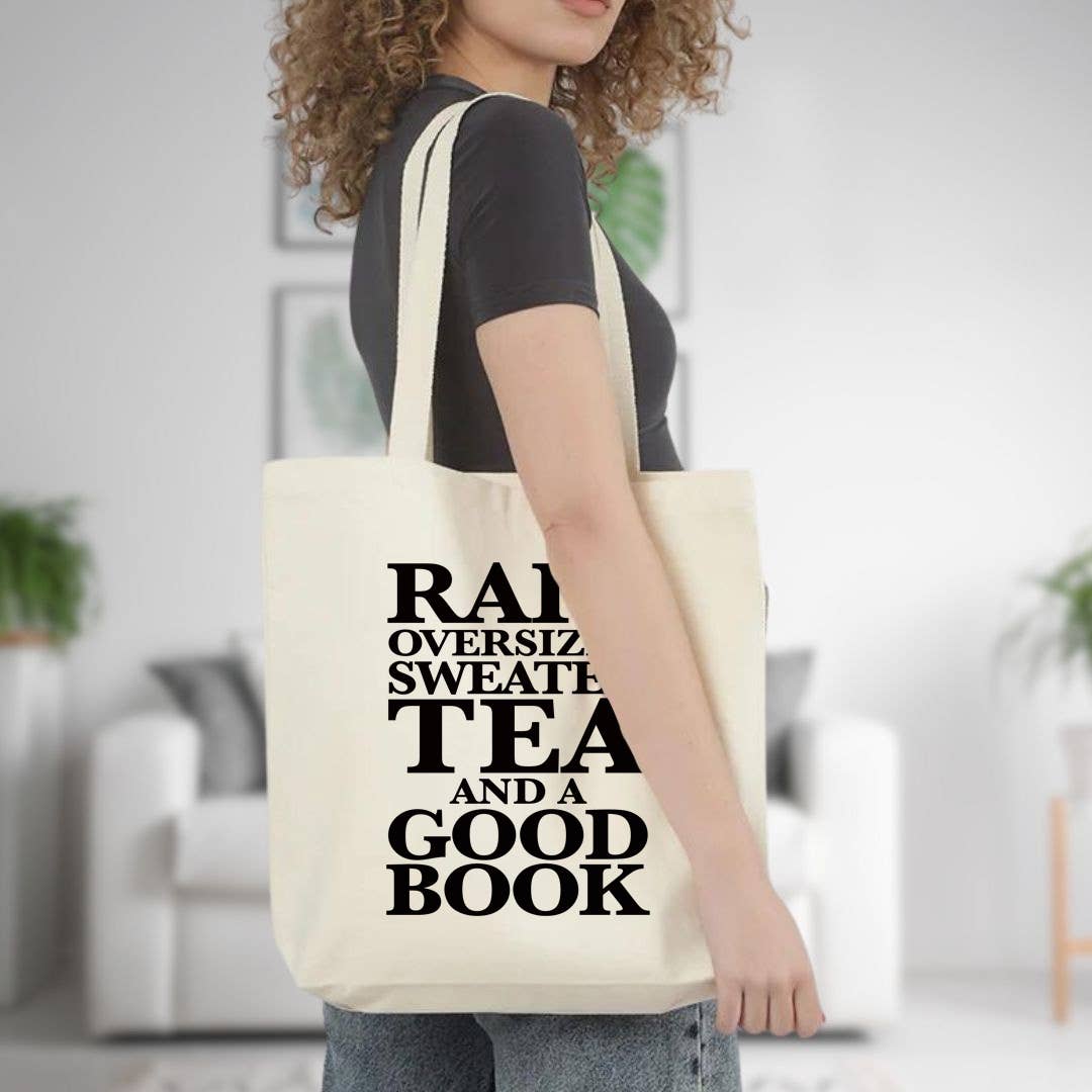Anna B. Shop - Wholesale Tote Bag - Unisex - Book Lover Tote Bag, Rain, Tea, Sweater Bag, Custom1