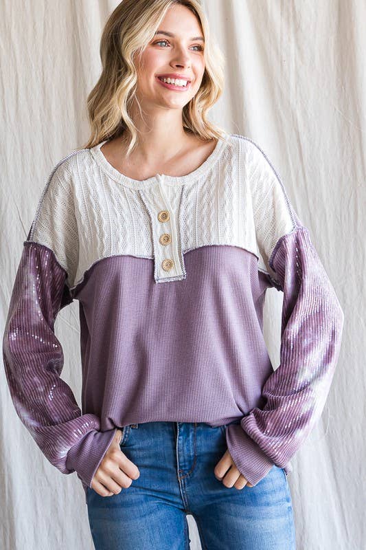 Vanilla Monkey - Venta al por mayor Jersey corto de punto - Mujer - Top con botones delanteros y bloques de color Plus3