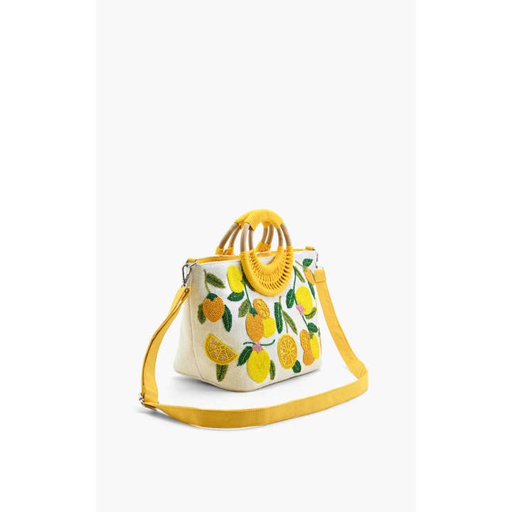 America & Beyond - Wholesale Tote Bag - Women's - Make Lemonade Tote with Wicker Handle