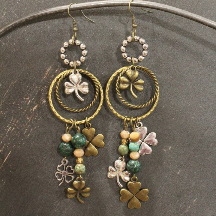 Lucky Green Thumb Dangle Earrings for wholesale by The Primitive Peddler, Inc.