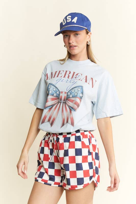 Navy Red CHECKERBOARD SHORTS for wholesale on Faire6