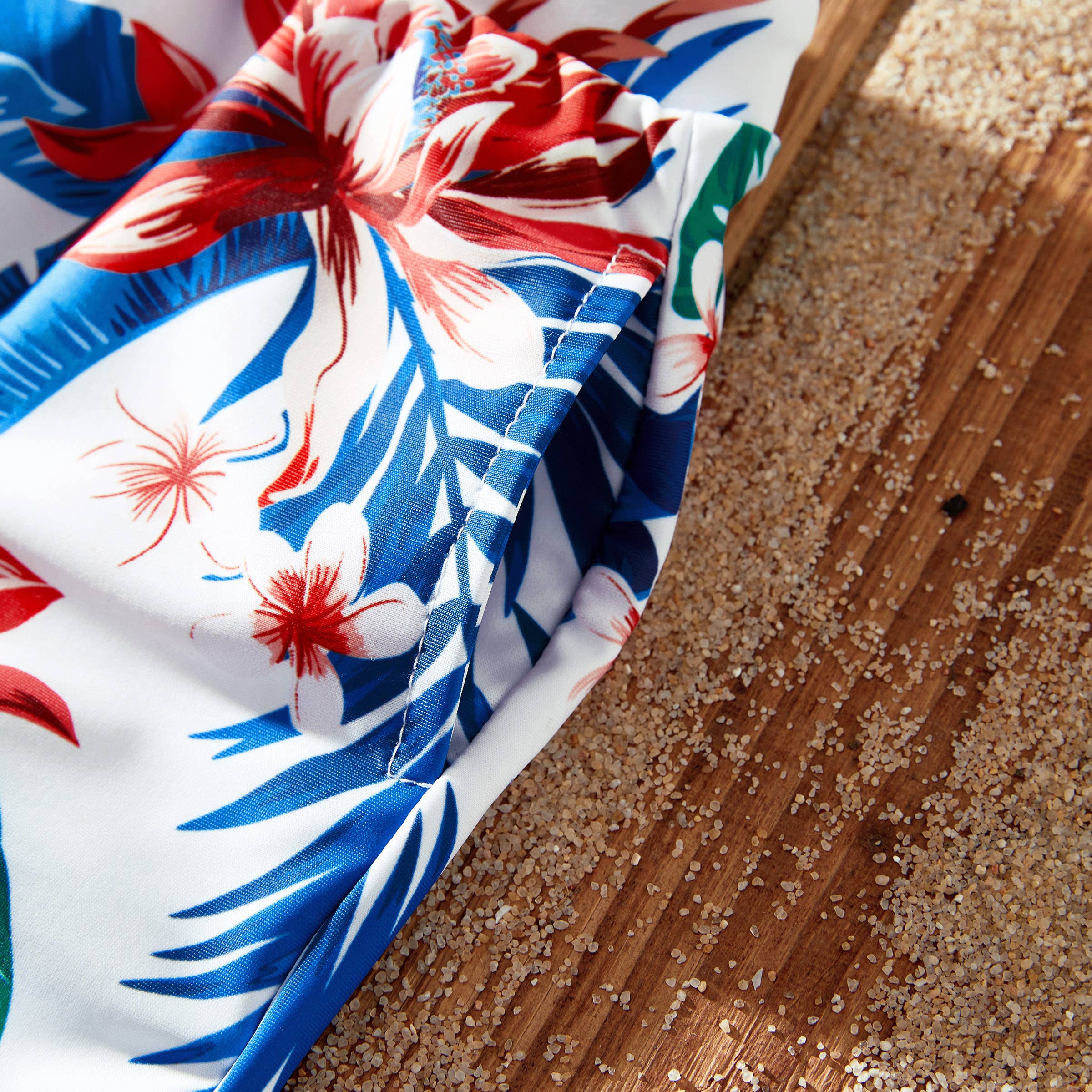 Red Matching Family Tropical Plant One-piece Swimsuit or trunks for wholesale on Faire10