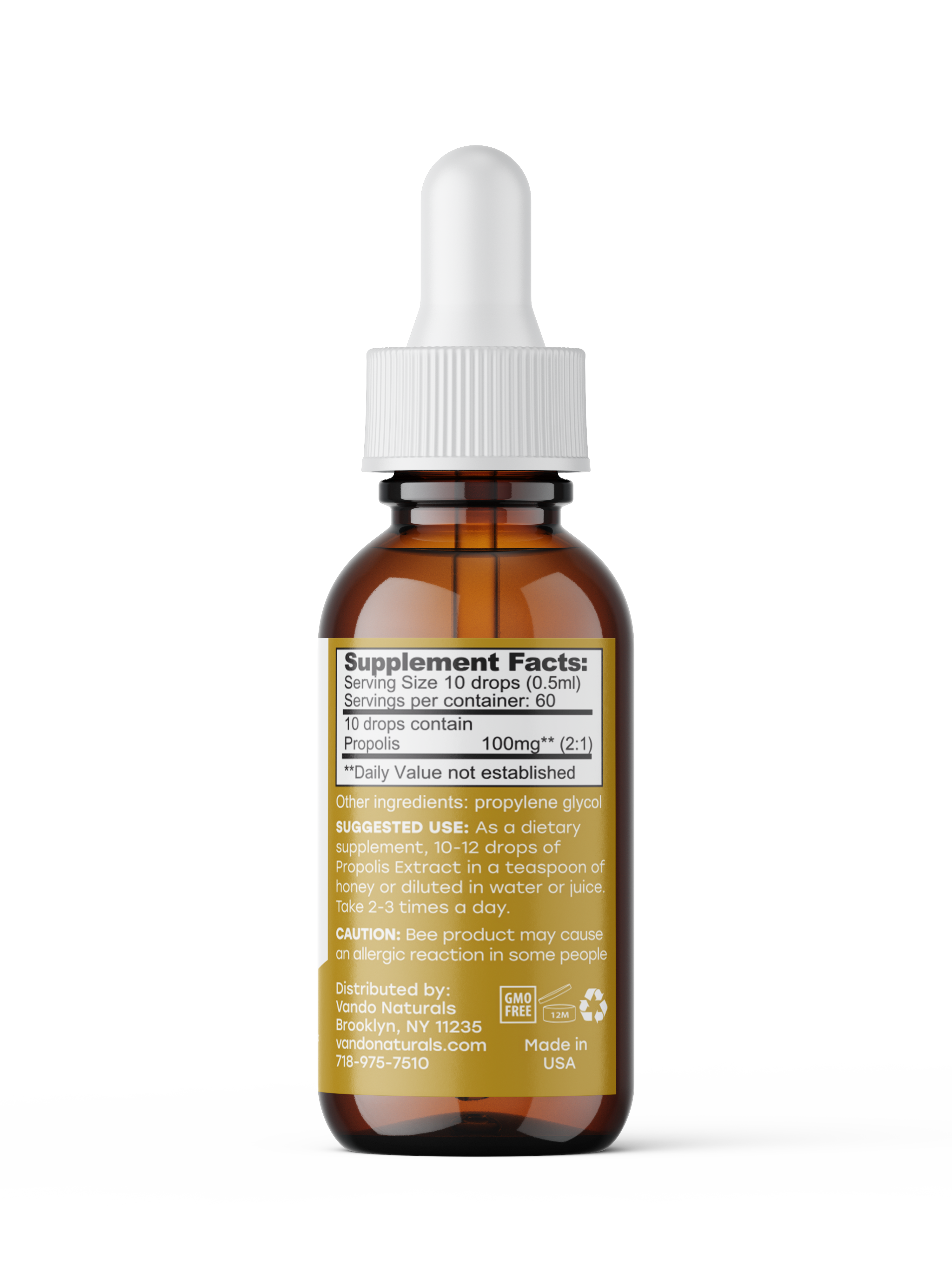 Vando Naturals - Venta al por mayor Suplementos/vitaminas para beber - Extracto de propóleo sin alcohol 1 fl. oz.2