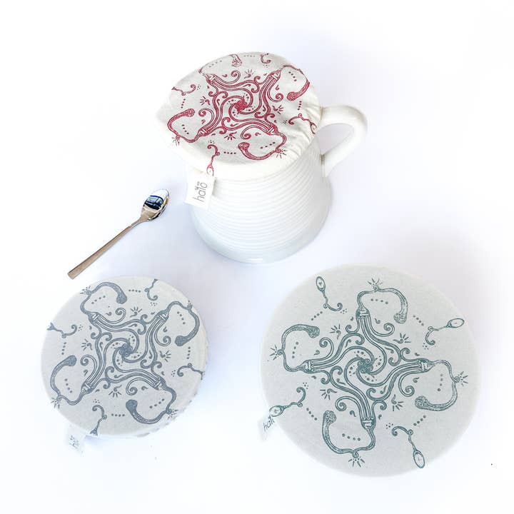 Halo Dish & Bowl Cover Small Set of 3 | Utensils Print for wholesale by Halo Dish Covers