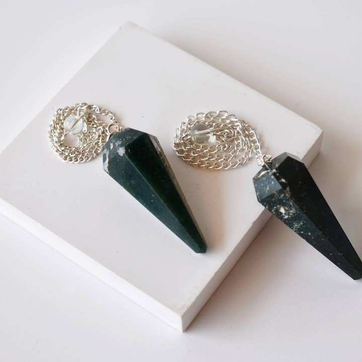 Soothing Crystals - Wholesale Spiritual Stone/Crystal - Dowsing Pendulum | Moss Agate | Faceted | Crystal Pendulum4