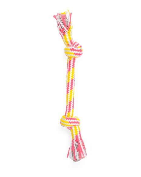 Pet Palette Distribution - Wholesale Pet Rope Toy - Dog - ThoozyPet 2-Knot Rope Dog Toy Yellow / Pink 8.5"0