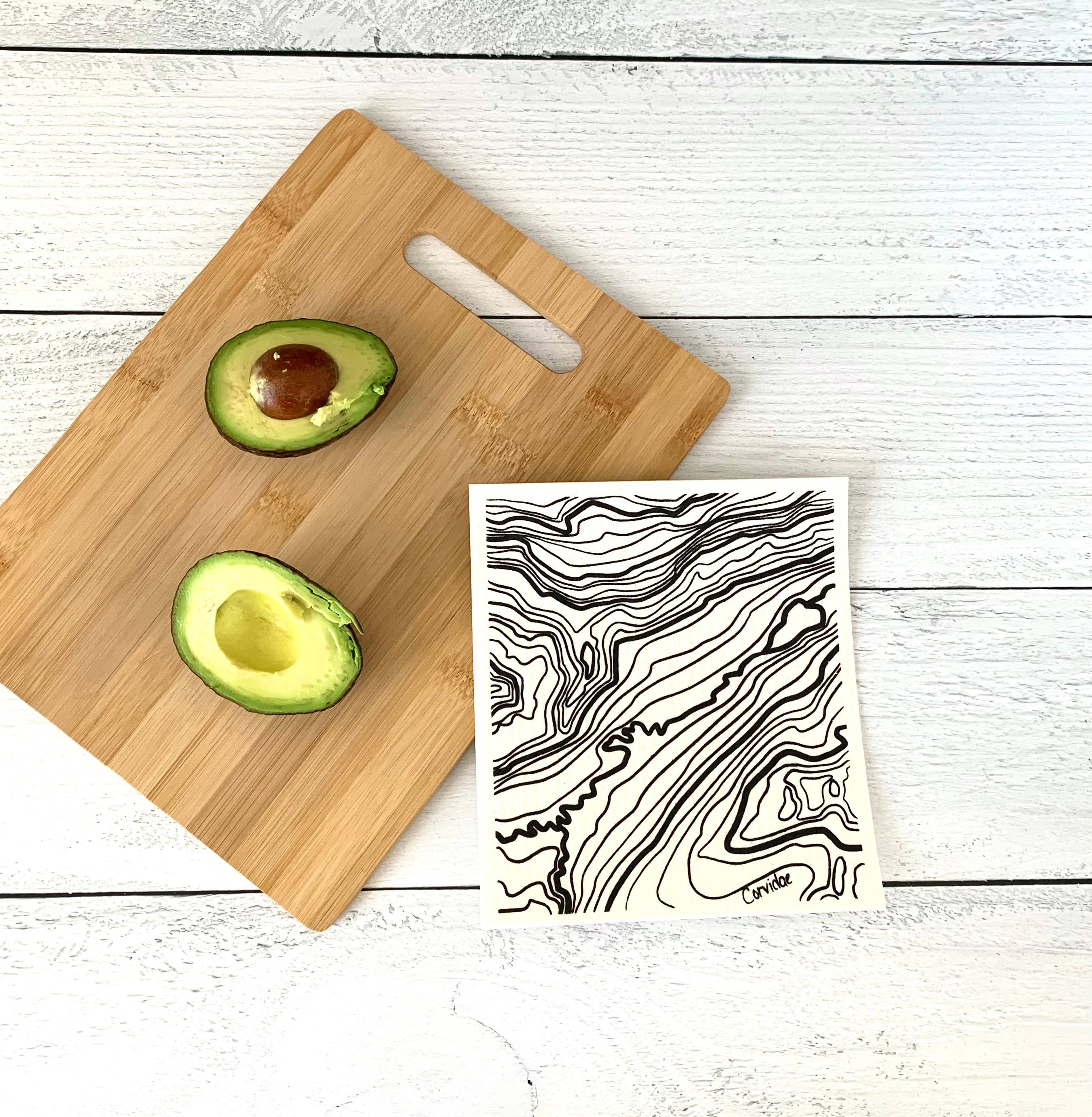 Corvidae drawings & designs - Wholesale Dishcloth - Topo Map Swedish Dishcloth3