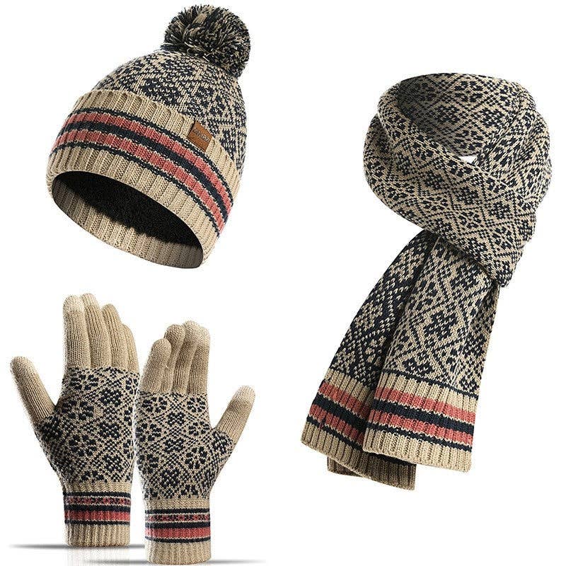 ShieldChic - Wholesale Winter Accessory Set - Women's - Three-Piece Woolen Hat, Scarf And Gloves0
