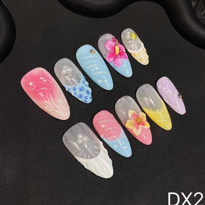 Handgemaakte opplaknagels 2445 voor wholesale door foamboxnail