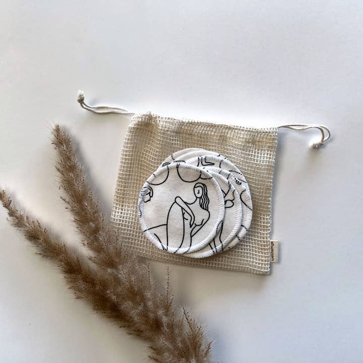 Well Beings Supply - Wholesale Cotton pad - Cotton Facial Rounds | Set of 7 + Wash Bag | Line Figures1