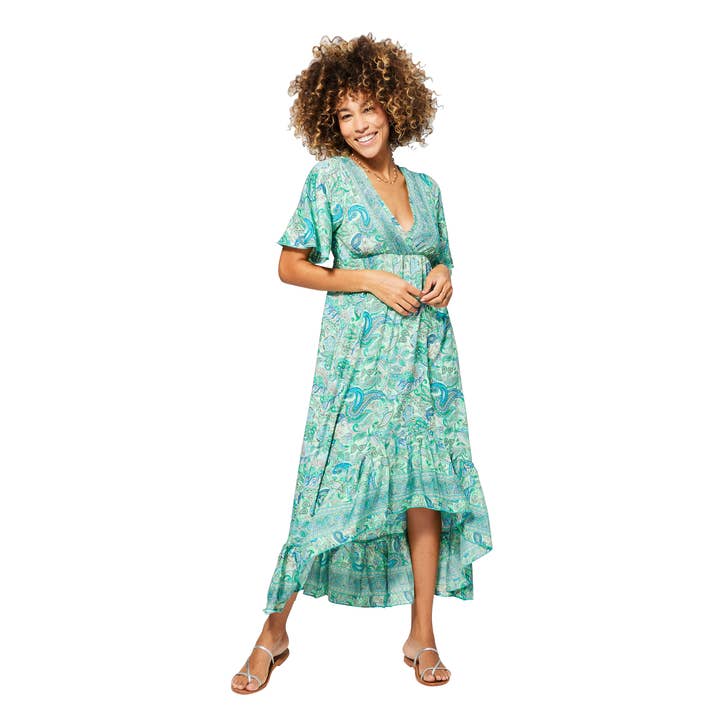 ROBE ÉTÉ HIGH-LOW MANCHES COURTES MAXIPA3079C pour la vente par Ipanima
