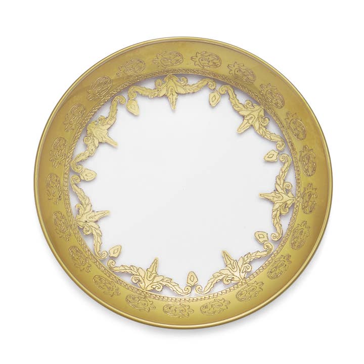 Arte Italica & Crown Linen Designs - Wholesale Appetizer Serveware - Vetro Gold Bread /Canapé Plate0