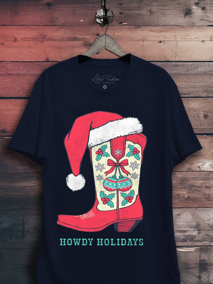 Lotus Fashion Collection - Wholesale T-Shirt (Graphic) - Women's - Howdy Holidays Graphic Top1