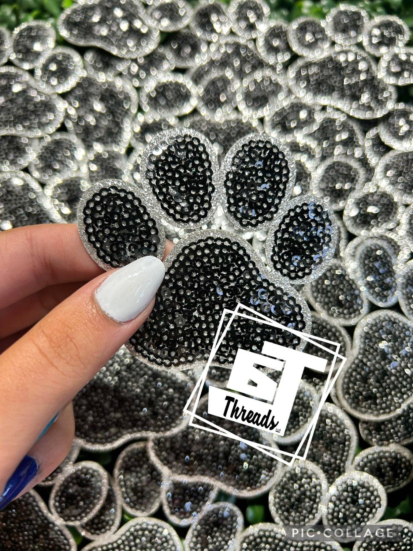 6j Threads LLC - Wholesale Patch - Sequin Paw Print Cap Patches3
