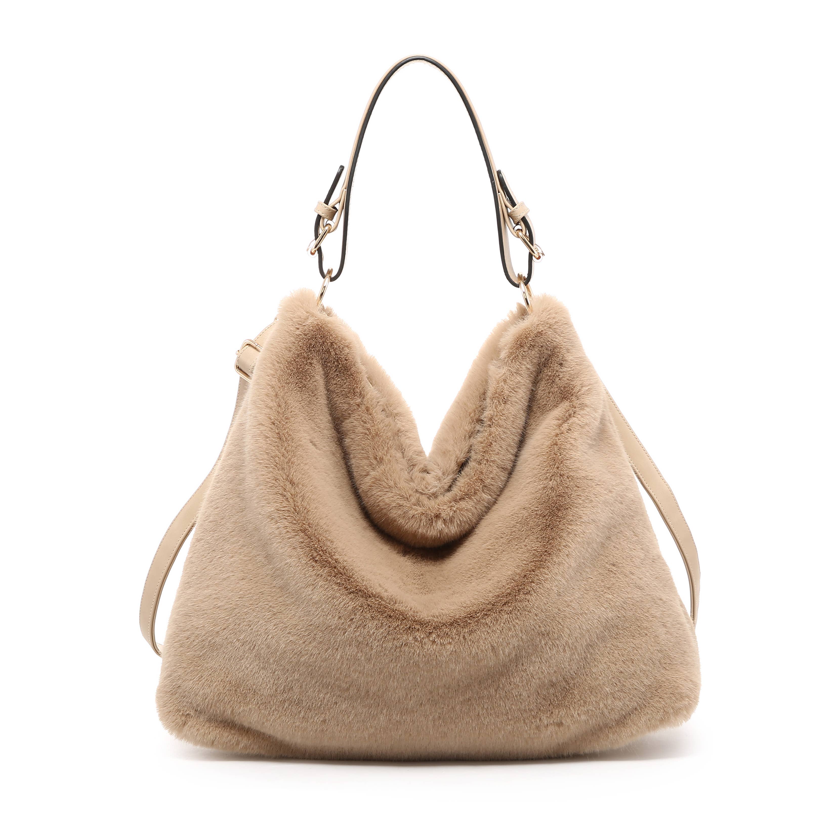 Papaya Fashion Ltd – wholesale Shoulder bag – women's – HF170433-Top handle faux fur handbag with top zip closure6