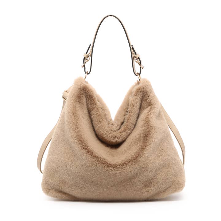 Papaya Fashion Ltd - Vente Sac porté épaule – femme - Sac à main en fausse fourrure avec poignée supérieure et fermeture éclair sur le dessus.6