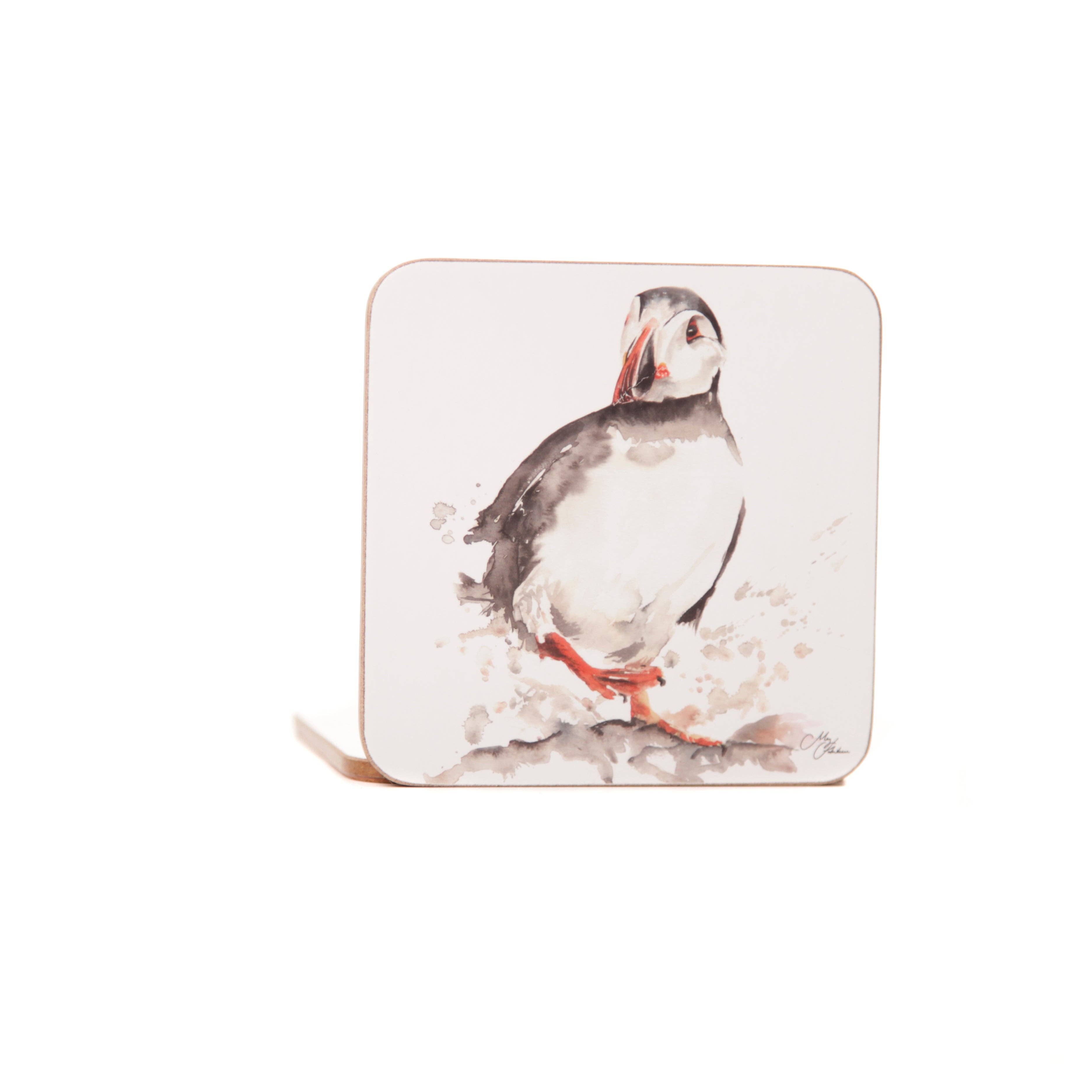 Meg Hawkins Art – wholesale Coasters – 'The Coast' Puffin Watercolour Design Coasters