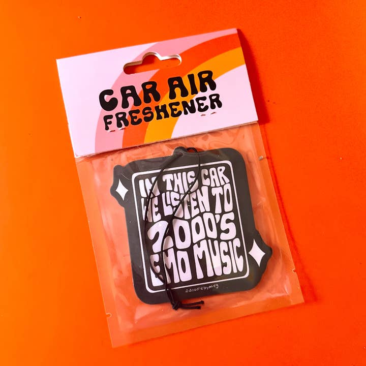 Doodle By Meg - Wholesale Car Freshener - Women's - In This Car We Listen to Emo Music Car Air Freshener - Plum