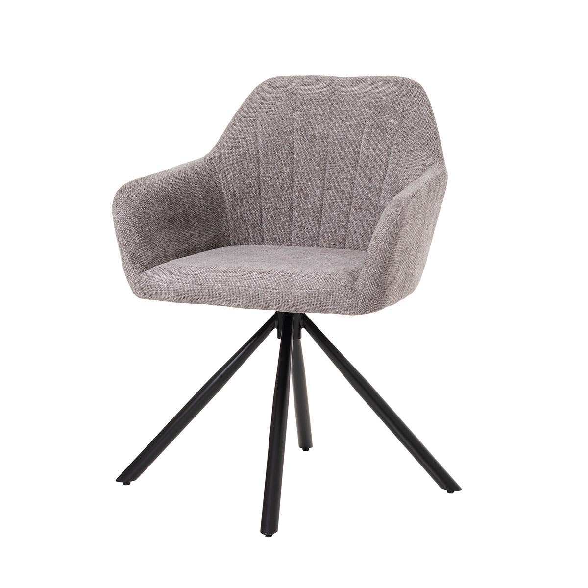 Gdeco - Wholesale Chair - Claire 360º swivel chair, gray upholstery, metal legs0