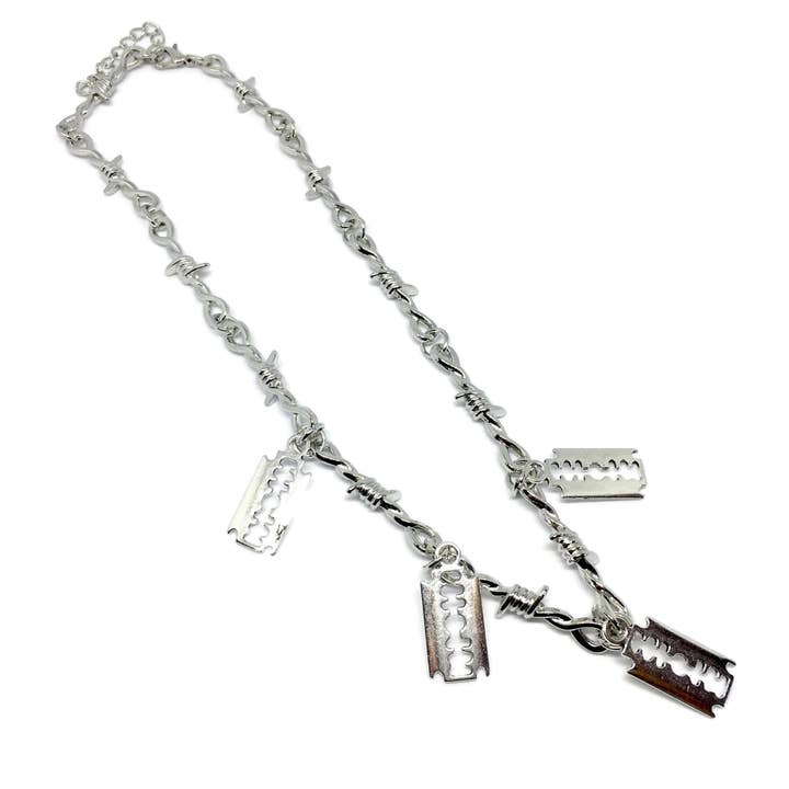 Gifts From The Crypt - Wholesale Pendant/Charm Necklace - Barbed Wire Razor Blade Necklace Thorn Spikes Gothic Grunge4