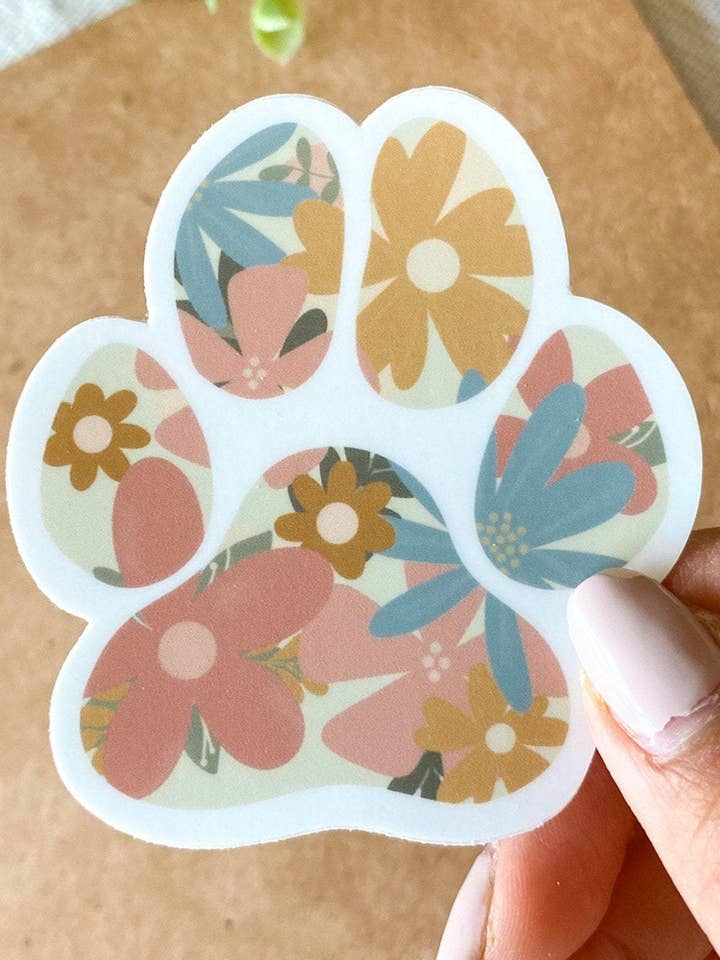 Floral Paw Sticker for wholesale by Created By Christine