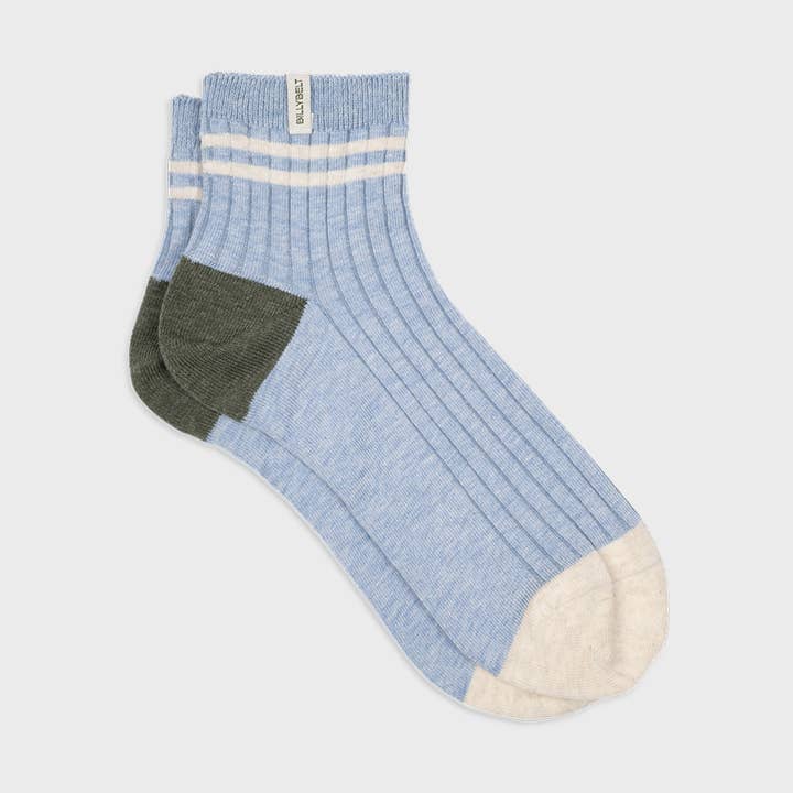 Mid-high combed cotton socks - Sky blue for wholesale by BILLYBELT