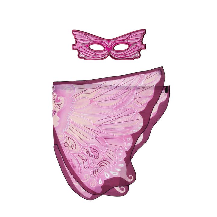 Pink Fairy Wings + Mask for wholesale by DREAMY DRESS-UPS®