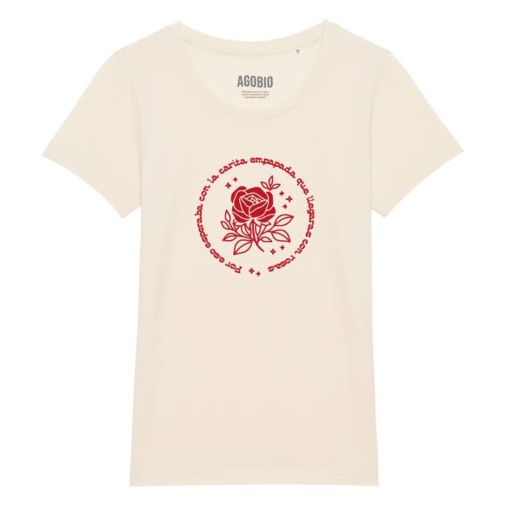 Agobio – Engroshandel T-shirt med print - Dame – DERFOR VENTEDE JEG MED ET GENNEMBLØDT ANSIGT PÅ, AT DU SKULLE ANKOMME MED ROSER