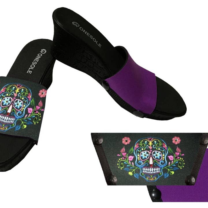 ** Kit décontracté Eve Black Cork Wedge Muerte Sugar Skull * pour la vente par Onesole