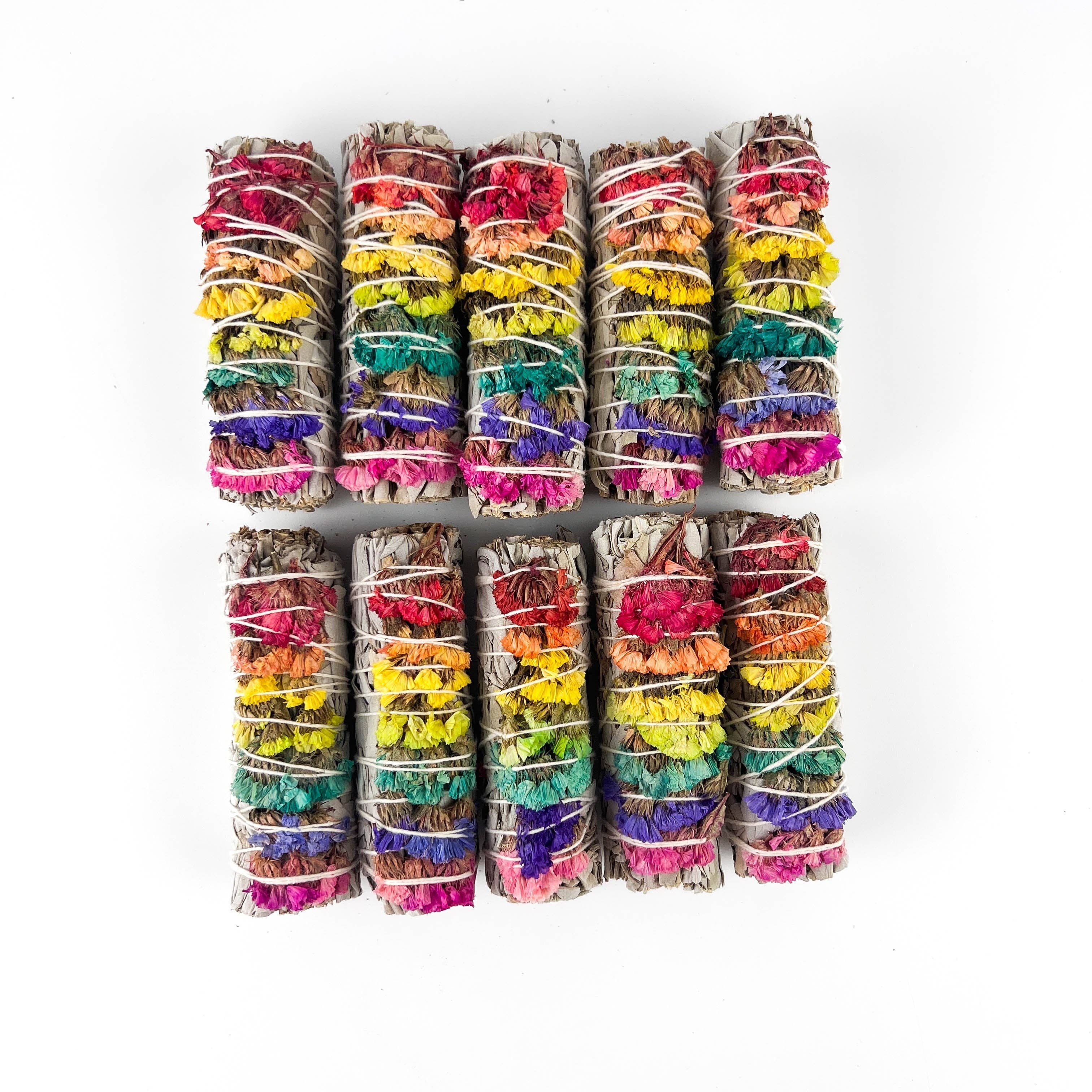 GREENROOTS USA LLC - Wholesale Sage Bundle - 7 Chakra Sinuata Flower White Sage 4" Organic Grown In Cali18