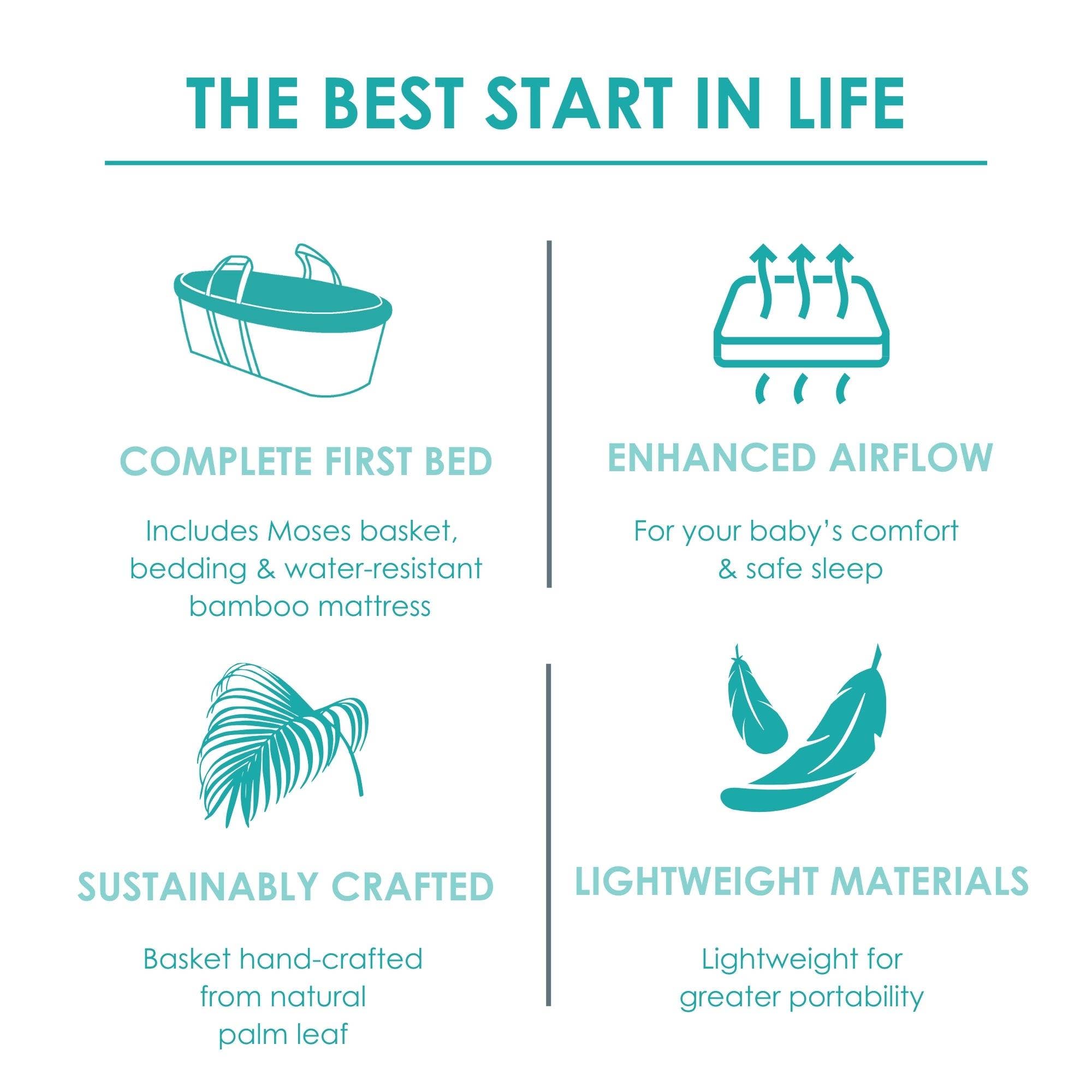 Clair De Lune – wholesale Bassinet – Baby – Organic Palm Moses Basket20