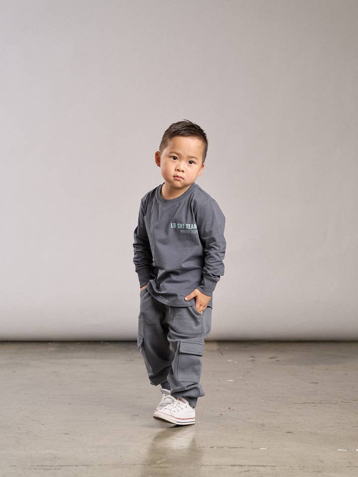 Little Bipsy - Wholesale Shirt - Kids - Long Sleeve Ski Team Tee - Smoke