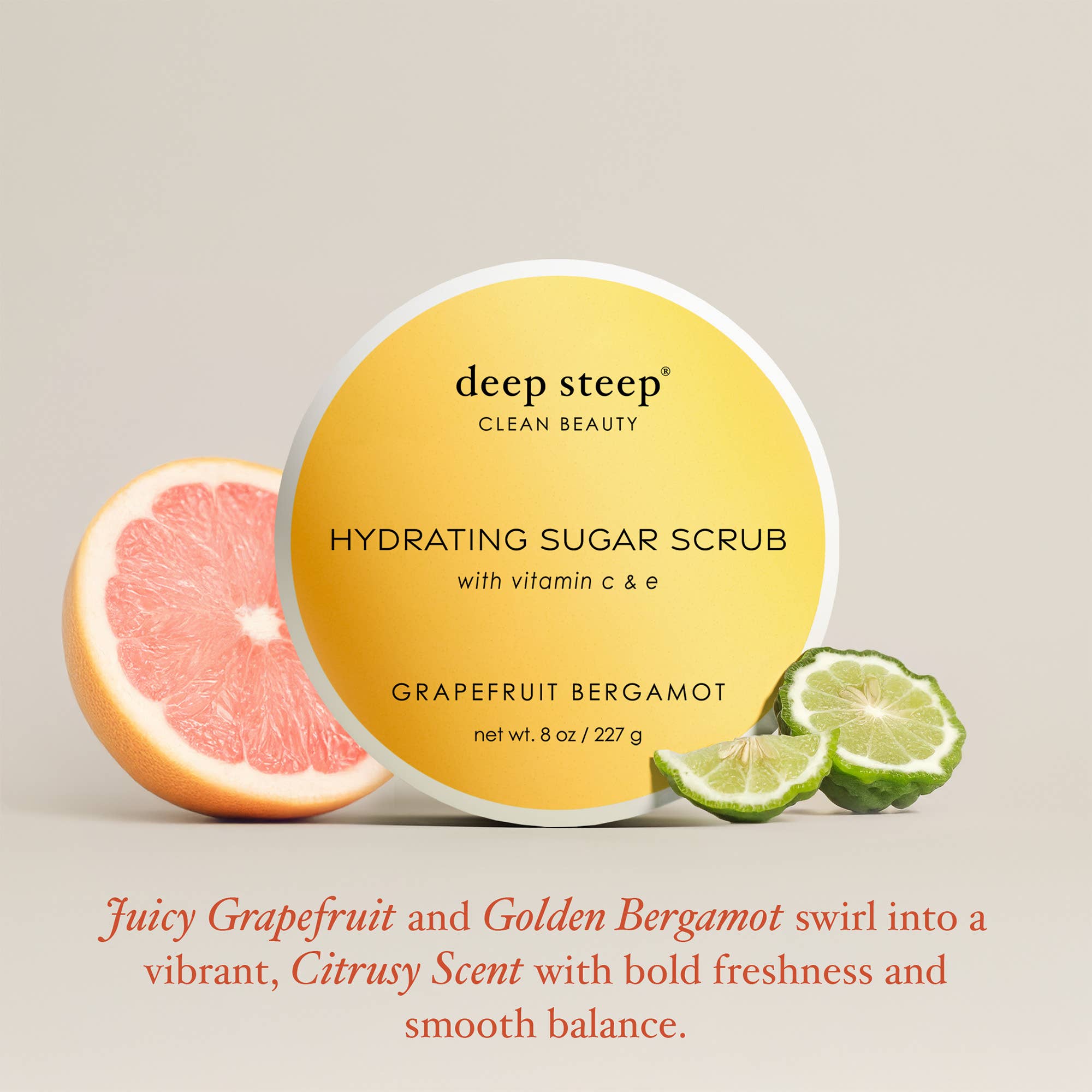 Deep Steep Clean Beauty - Wholesale Body Scrub/Exfoliant - Sugar Scrub - Grapefruit Bergamot 8oz2