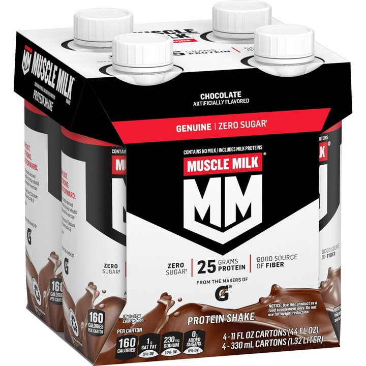 L&F Universal Goods - Wholesale Protein/Superfood Powder - MUSCLE MILK 25G PROTEIN ZERO SUGAR 11OZ 3/4PK CHOCOLATE