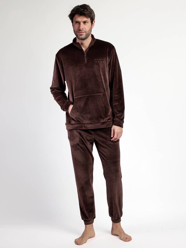 ADMAS Home Pijama Manga Comprida Veludo Gola Alta Cord... por atacado de ADMAS