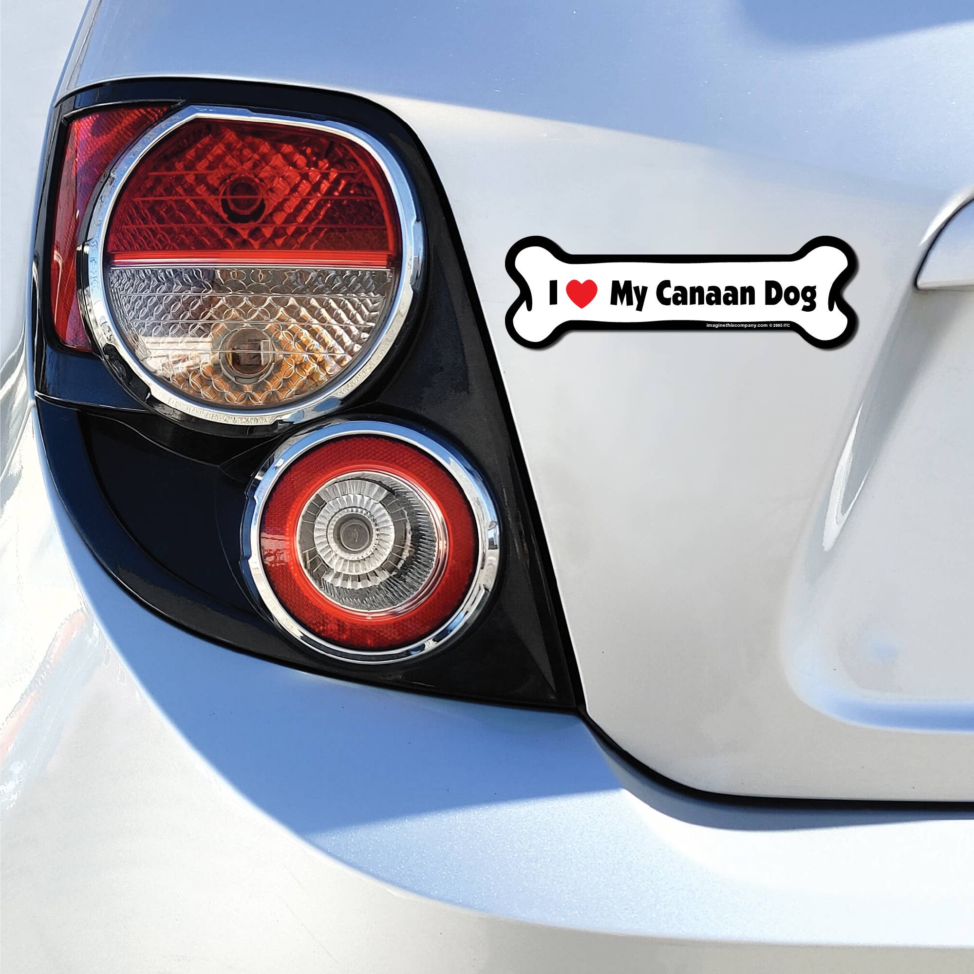 Imagine This Company - Wholesale Magnet - I Love My Canaan Dog  - Bone Car Magnet2