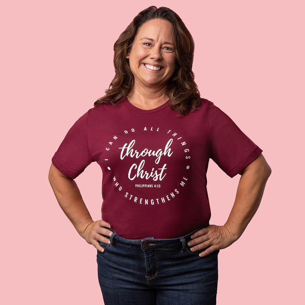 Corinthian's Corner - Wholesale Screen Printed T-Shirt - Women's - All Things Through Christ Graphic Tee Shirt1