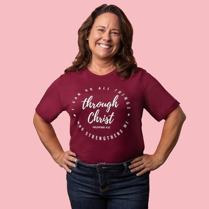 Corinthian's Corner - Wholesale Screen Printed T-Shirt - Women's - All Things Through Christ Graphic Tee Shirt1