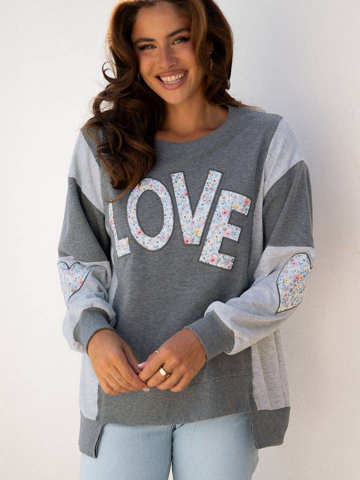 Dark Grey Payton Uneven Hem Chic Sweatshirt for wholesale on Faire