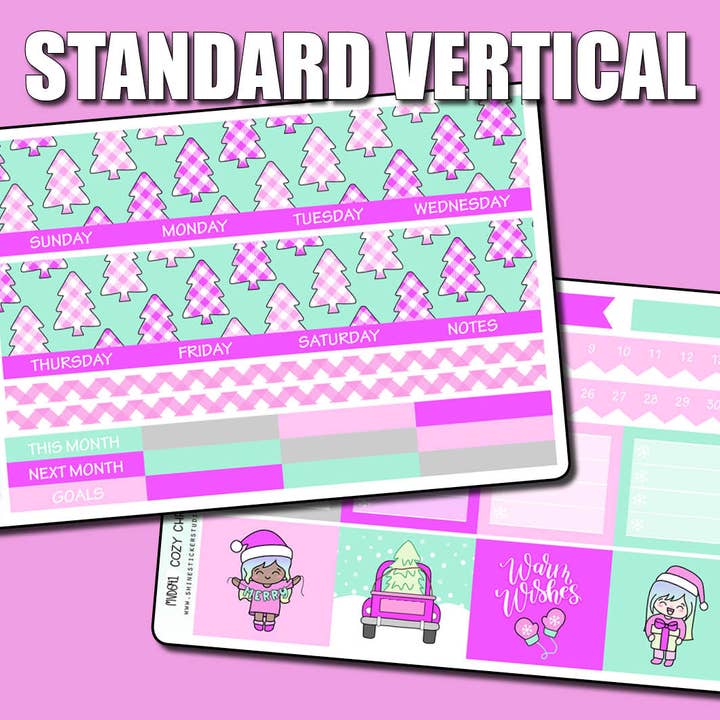 Undated Cozy Christmas Monthly Kit - Standard Vertical for wholesale by Shine Sticker Studio
