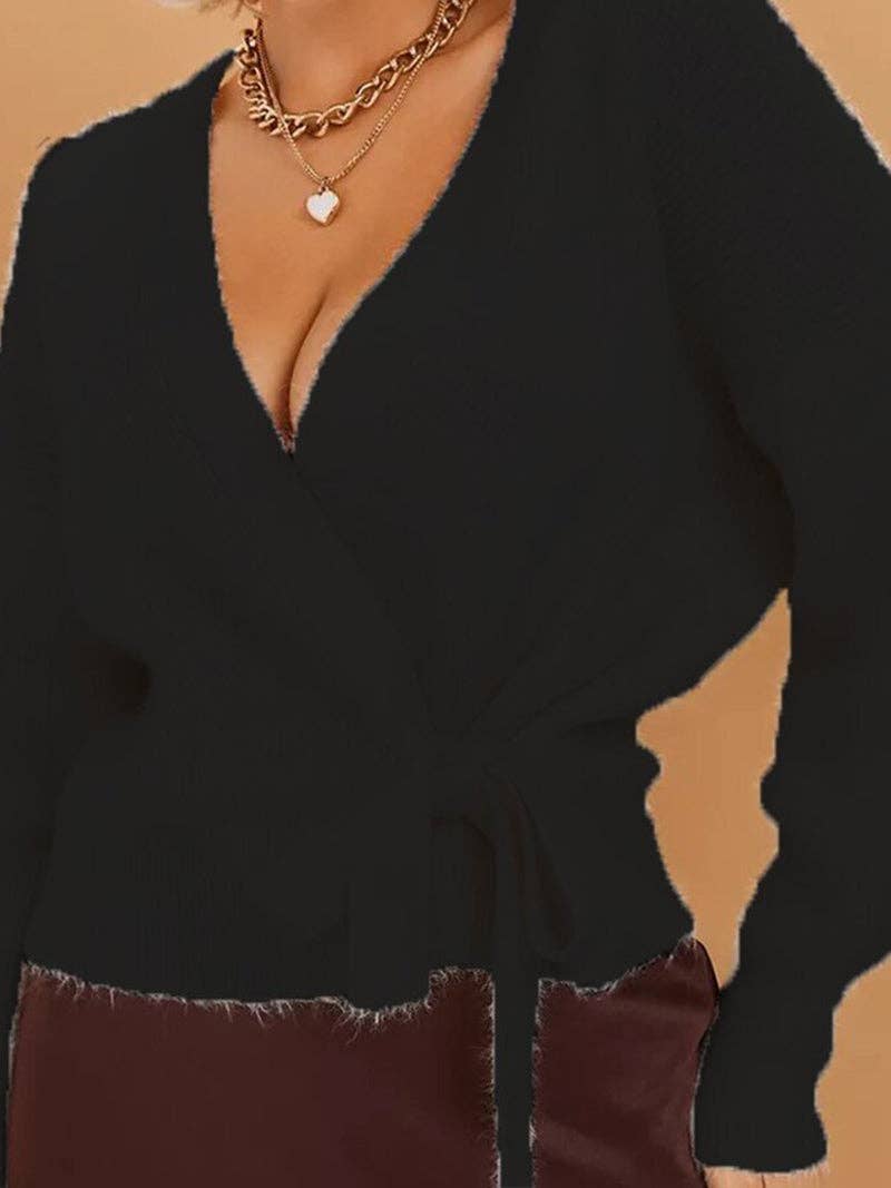 safistyle - Wholesale Knit Sweater - Women's - Wrap Tie Sweater1