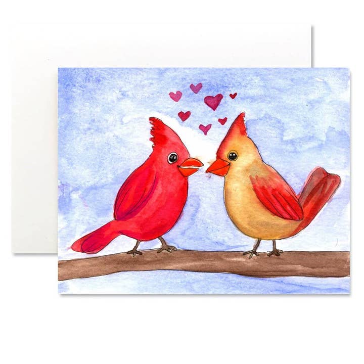Cardinals in love Card for wholesale by Mabel Paper Co.