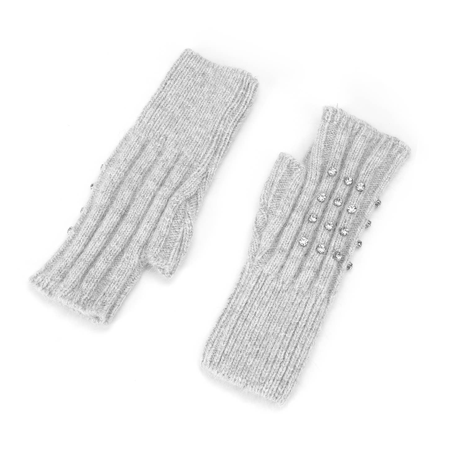 PEACH ACCESSORIES - Wholesale Gloves - Women's - Elegant Knitted Gloves with Rhinestone in Silver SD004-2 8