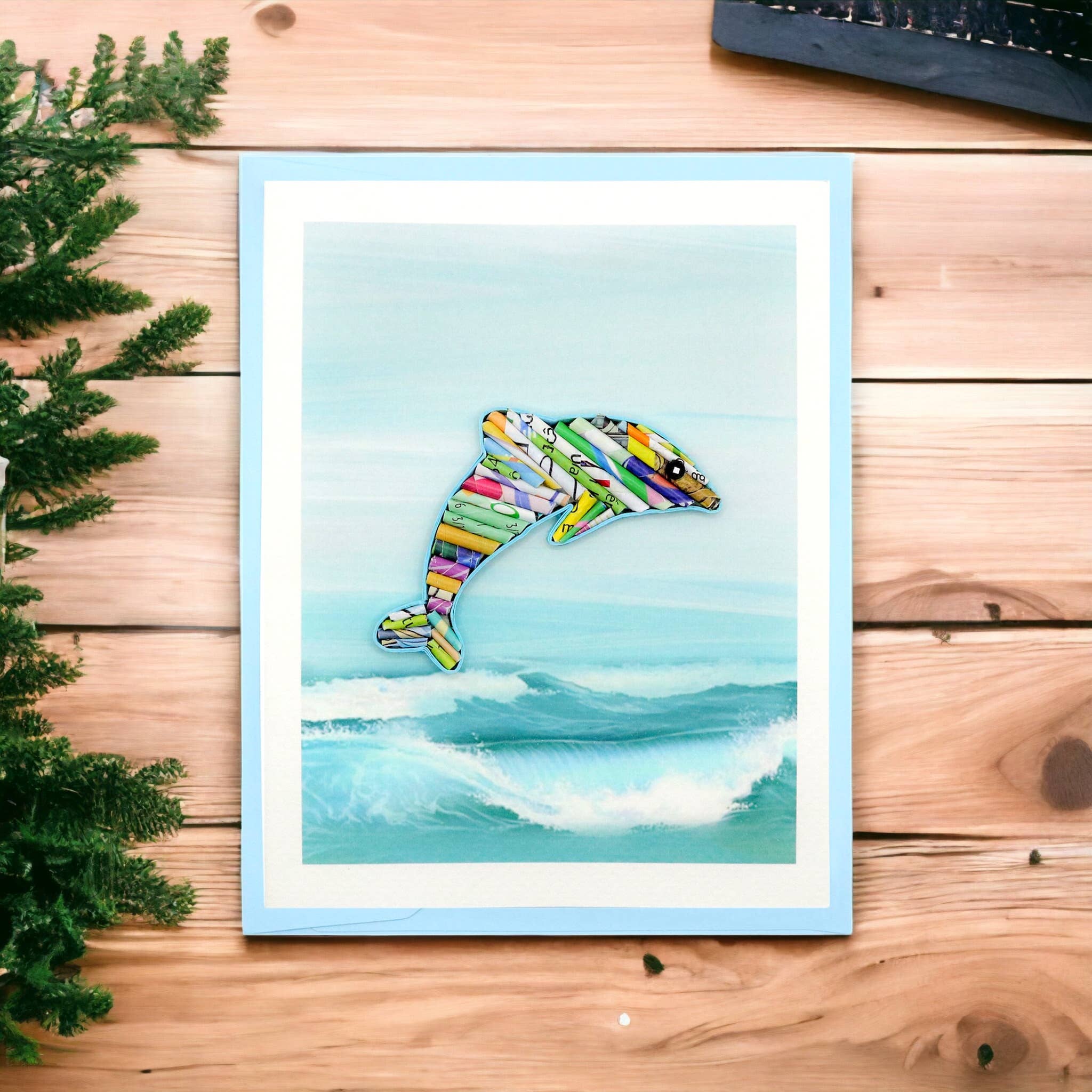 Loving Nature – Engroshandel Hverdagshilsen kort – Dolphin Card Håndlavet fra Recycled Magazine10