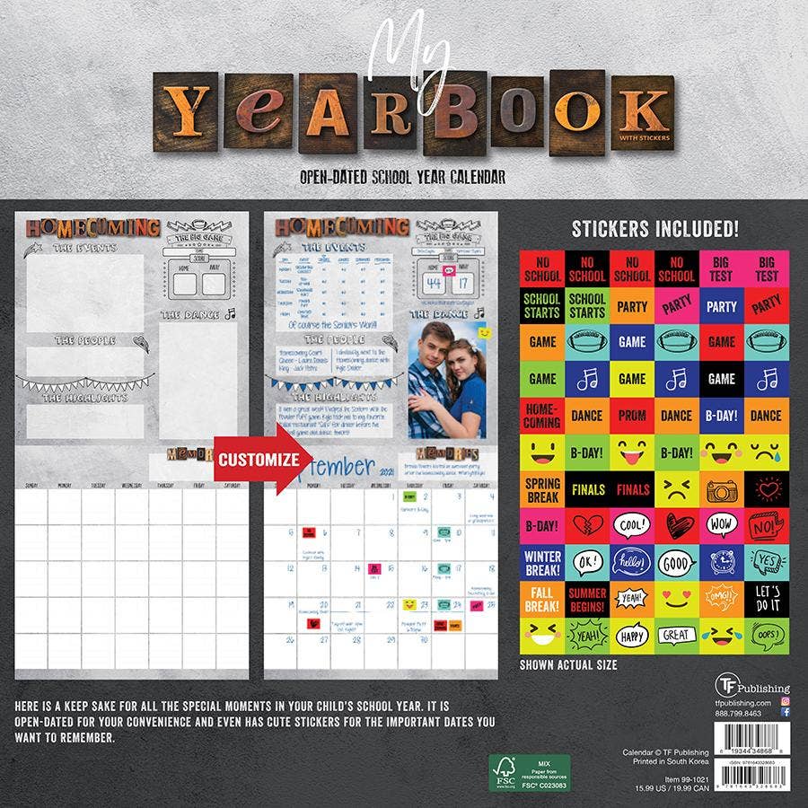 TF Publishing - Paper Goods - Vente Calendrier - Mur My Yearbook - Inclut des autocollants !1
