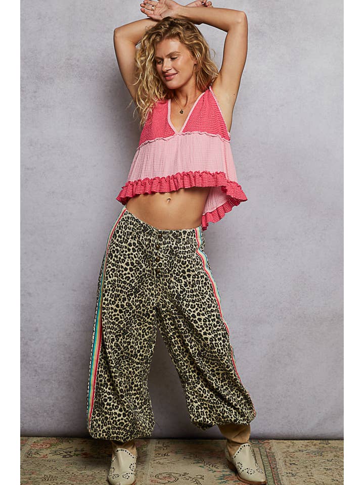 Pol Clothing - Wholesale Knit Top - Women's - Sleeveless contrast thermal cropped babydoll top SALE15