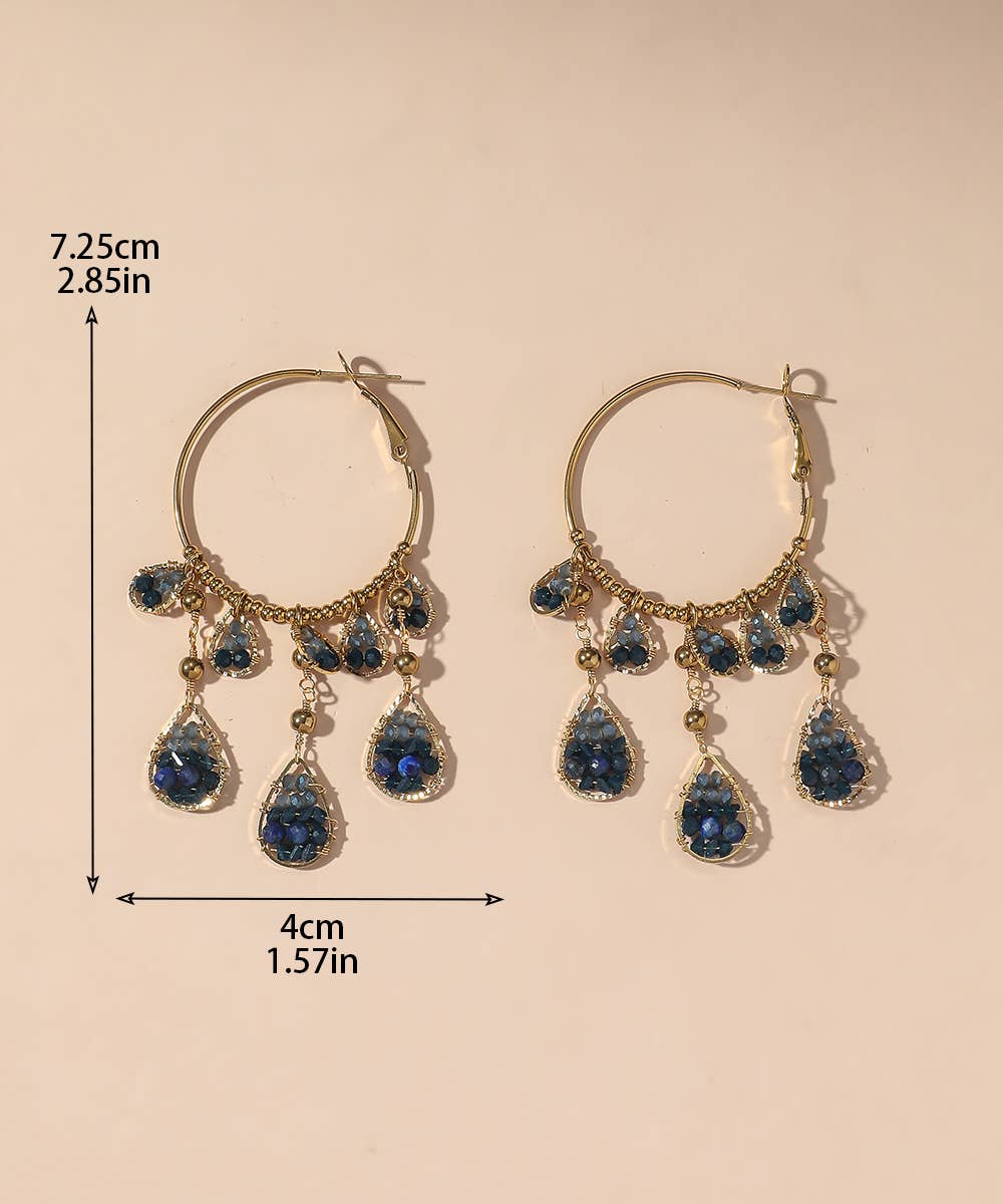 Blossom bijoux - Wholesale Dangle Earrings - BO Stud Hoops Stainless Steel Crystal Beads 25BOA0036