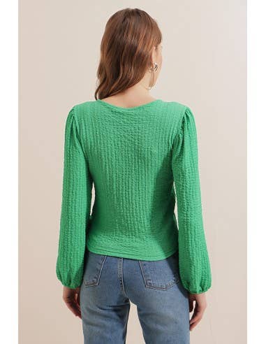 Mani Textile - Wholesale Blouse - Dames - Cache Coeur hemd - Groen3