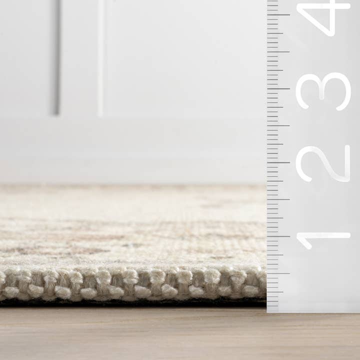 Beige Princesa Medallion Wool and Cotton Area Rug for wholesale on Faire3